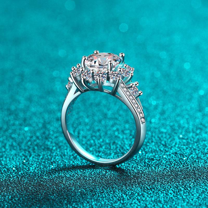 925 sterling silver ring for women 3-carat moissanite light luxury plated with PT950 gold - MOWTE