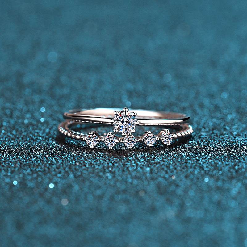 925 sterling silver plated pt950 gold women's 10 cent moissanite ring octopus pair ring - MOWTE