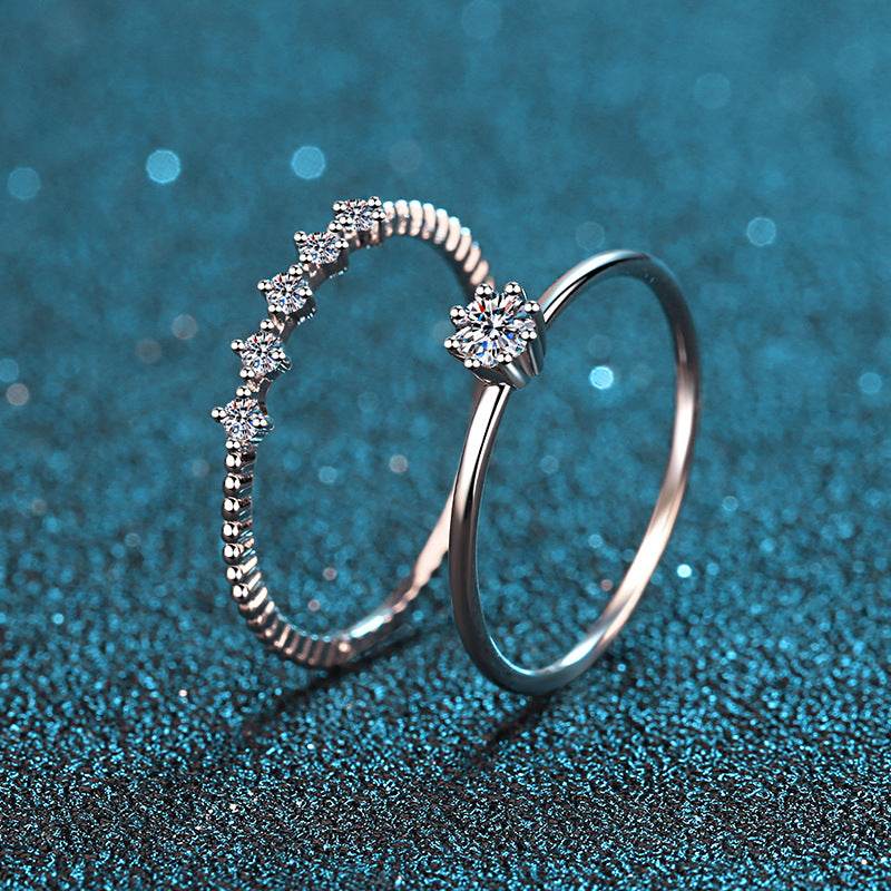 925 sterling silver plated pt950 gold women's 10 cent moissanite ring octopus pair ring - MOWTE