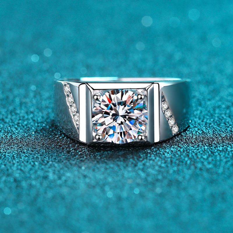 925 sterling silver men's 1ct,2ct moissanite diamond ring wedding ring