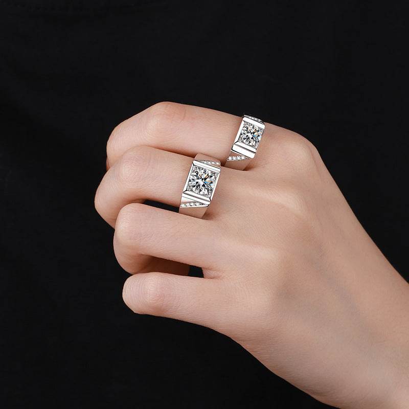 925 sterling silver men's 1ct,2ct moissanite diamond ring wedding ring