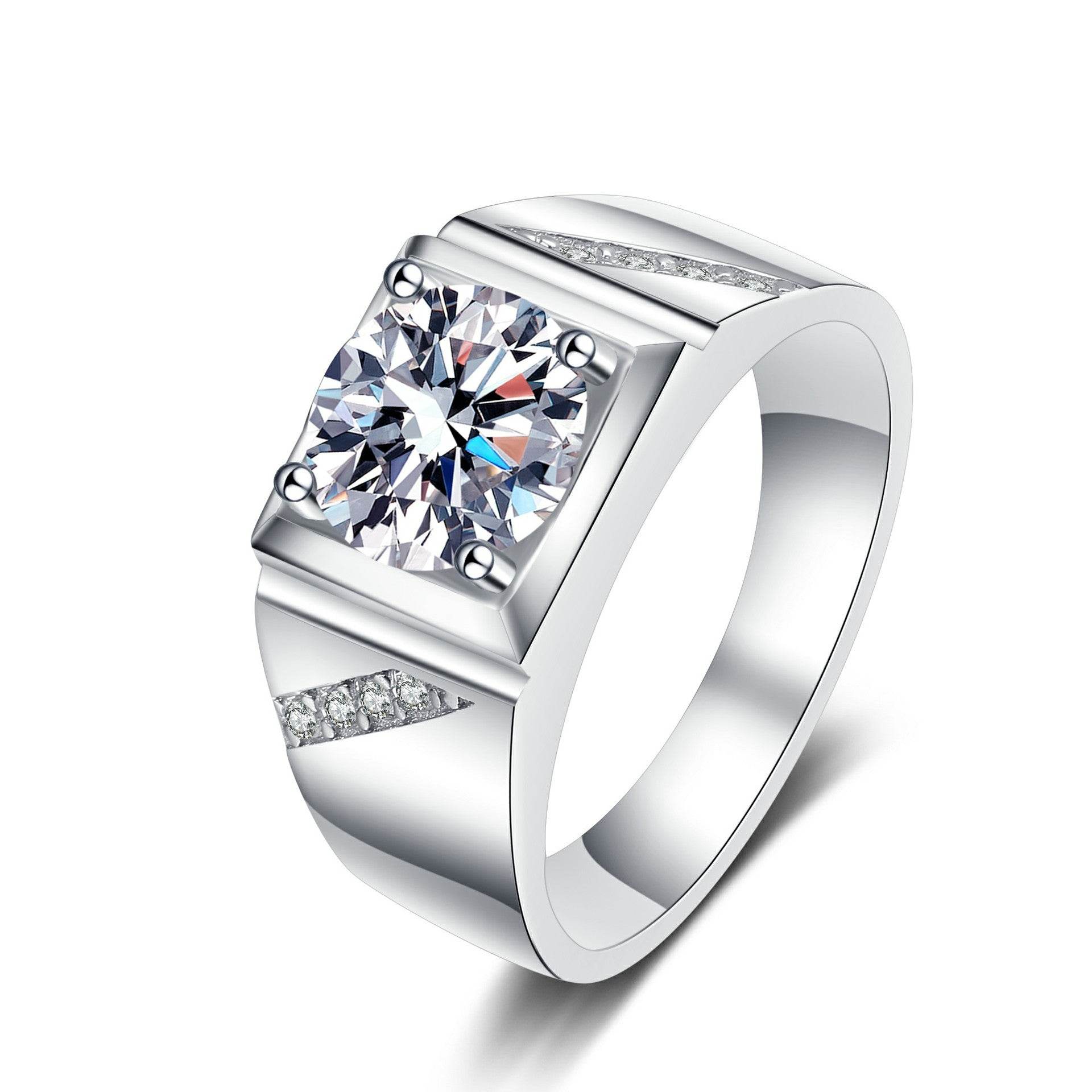 925 sterling silver men's 1ct,2ct moissanite diamond ring wedding ring