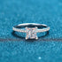 925 sterling silver women's micro set four claw 1 carat princess square moissanite ring - MOWTE