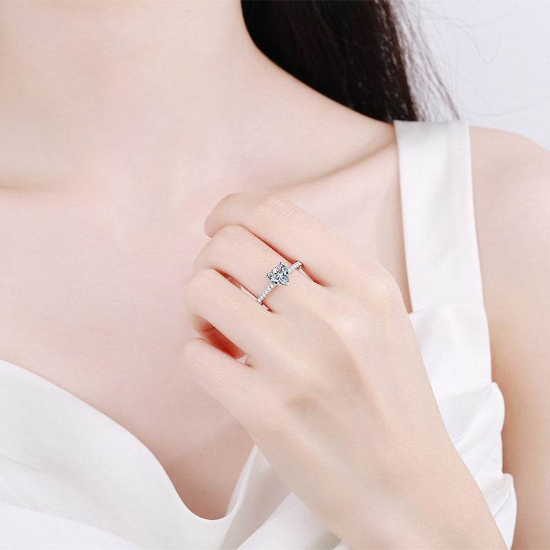 925 sterling silver women's pt950 gold engagement heart-shaped moissanite ring - MOWTE