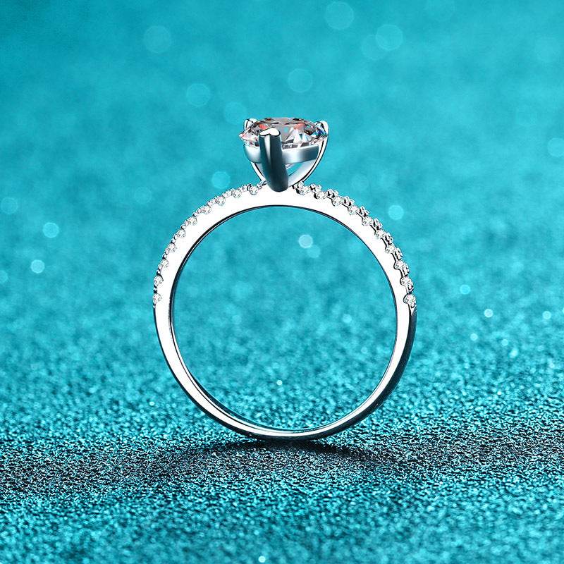 925 sterling silver women's pt950 gold engagement heart-shaped moissanite ring - MOWTE