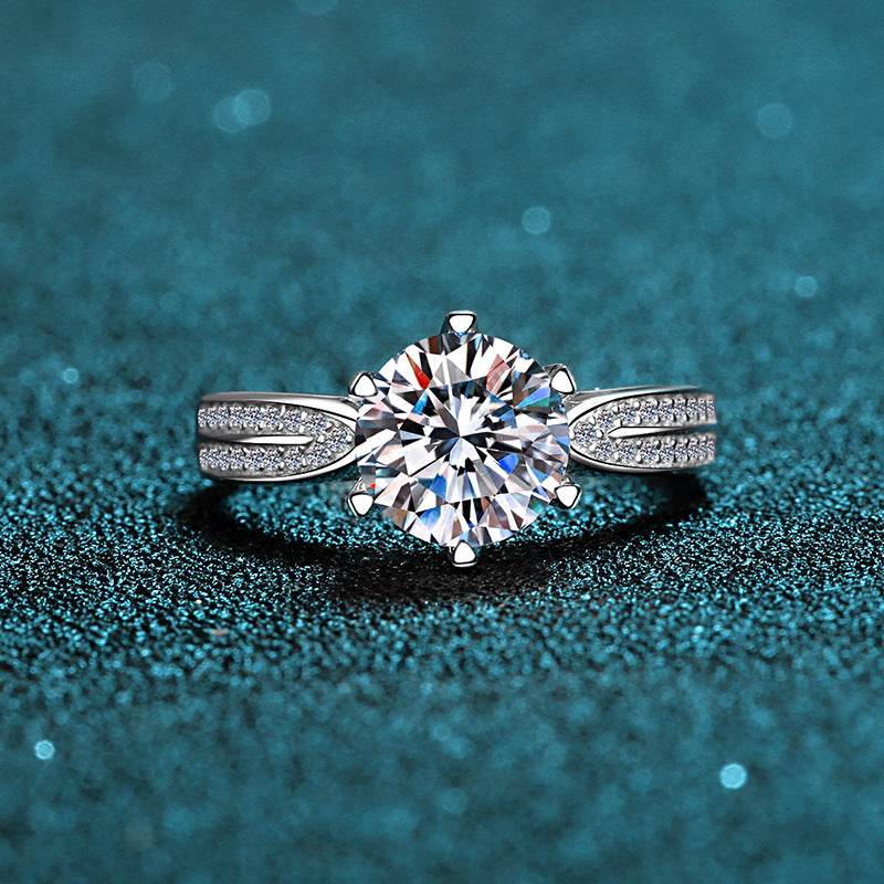 925 sterling silver ring 1-carat moissanite ring six claw ring Starlight Queen moissanite ring