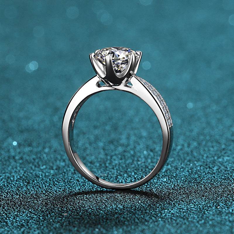 925 sterling silver ring 1-carat moissanite ring six claw ring Starlight Queen moissanite ring