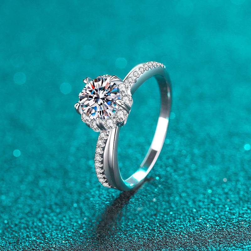 925 sterling silver pt950 gold wedding 1 carat moissanite ring