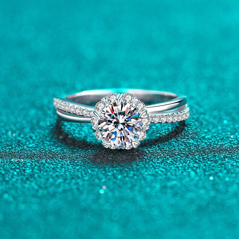 925 sterling silver pt950 gold wedding 1 carat moissanite ring