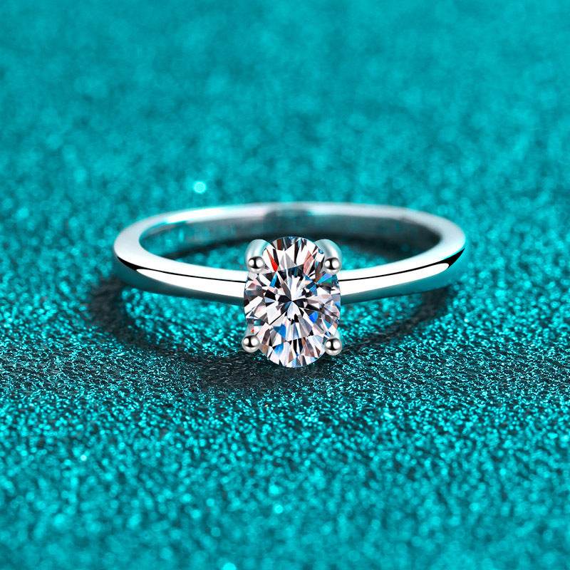 925 sterling silver ring women's pigeon egg moissanite exquisite four claw ring plated with pt950 gold