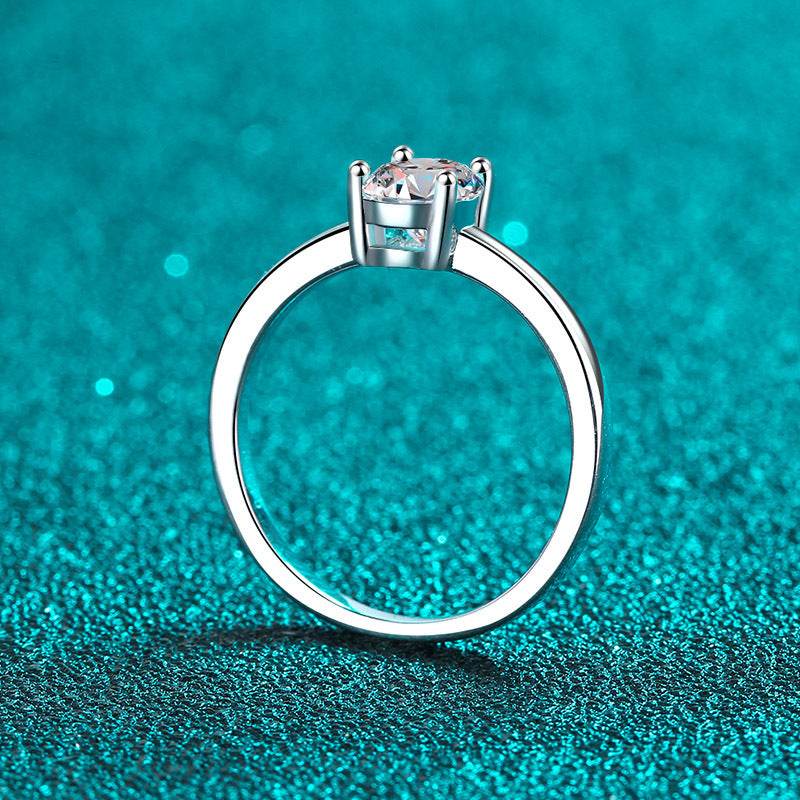 925 sterling silver ring women's pigeon egg moissanite exquisite four claw ring plated with pt950 gold