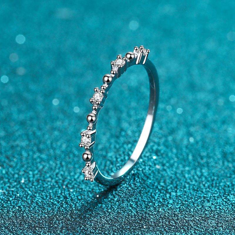 925 Sterling Silver Pt950 Platinum Plated Women's Moissanite Eternity Wedding Ring