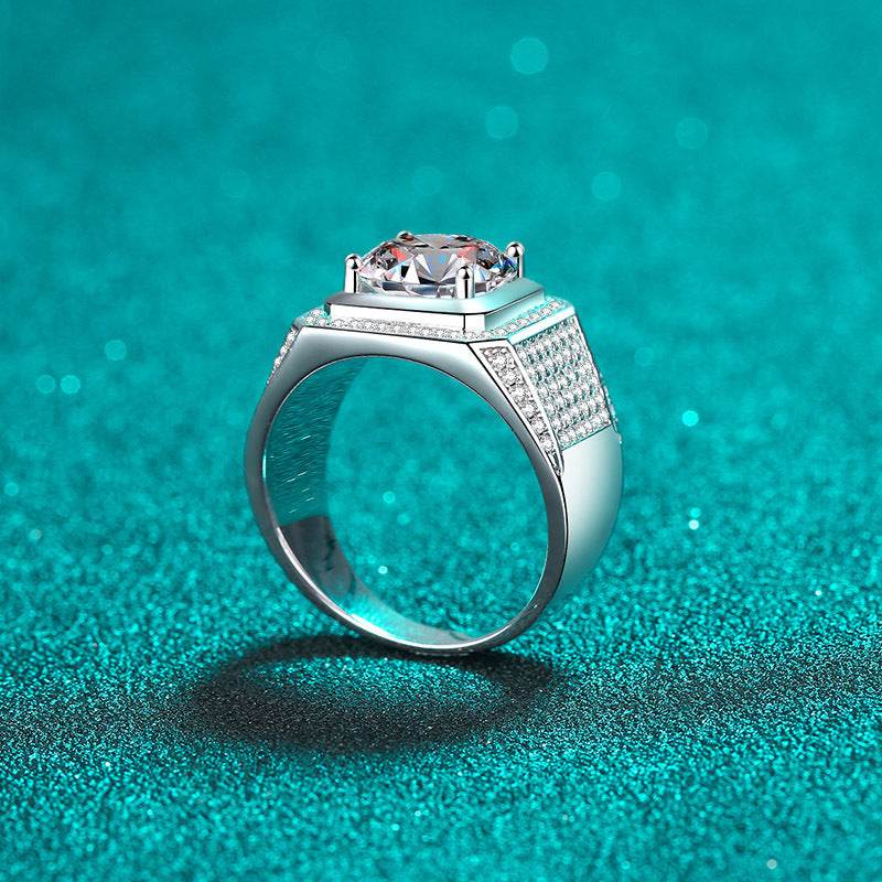 925 sterling silver moissanite men's ring plated with pt950 gold wedding engagement ring