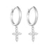 S925 pure silver geometric cross diamond studded earrings with ear buckles for women