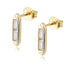 S925 pure silver minimalist geometric square bar with zircon earrings