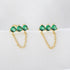 S925 pure silver grandmother green zircon chain tassel earrings