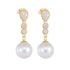 Long silver pearl earrings with light luxury and diamond studded earrings