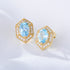 Simple geometric blue natural topaz earrings for women