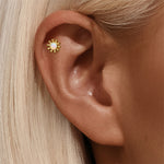 S925 pure silver daily wear, Opal diamond inlaid cartilage spiral puncture earrings 16G ear bone nails