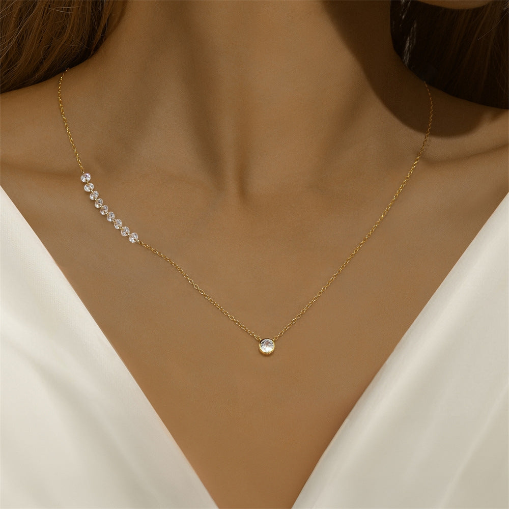 S925 pure silver sparkling round set zircon bubble necklace