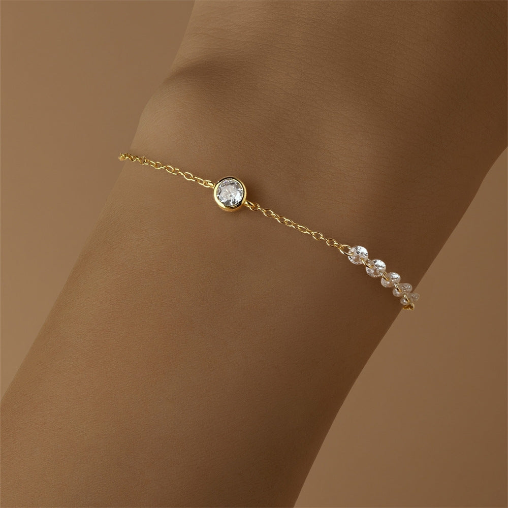 S925 sterling silver sparkling round set zircon bubble bracelet