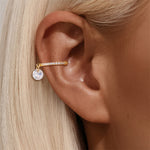 S925 pure silver daily wear simple style with diamond studded water droplet geometric ear clip