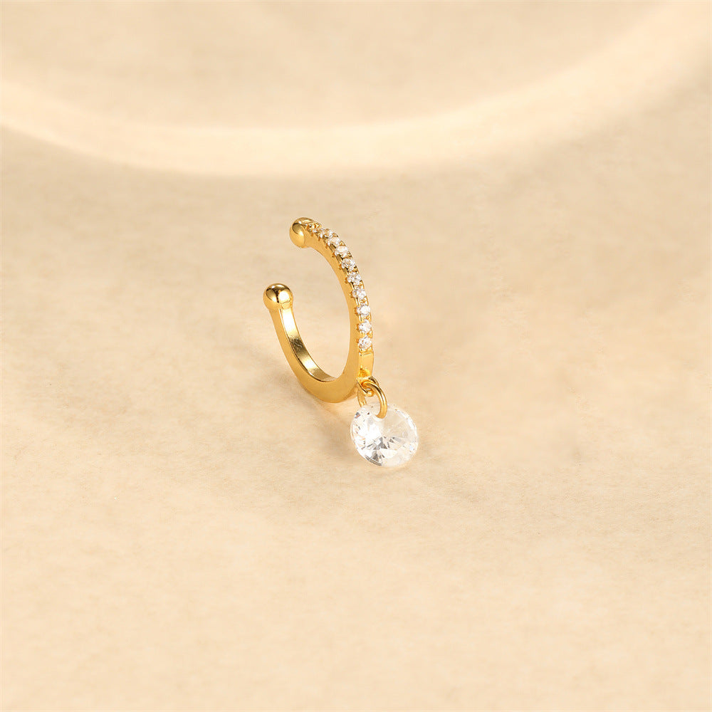 S925 pure silver daily wear simple style with diamond studded water droplet geometric ear clip