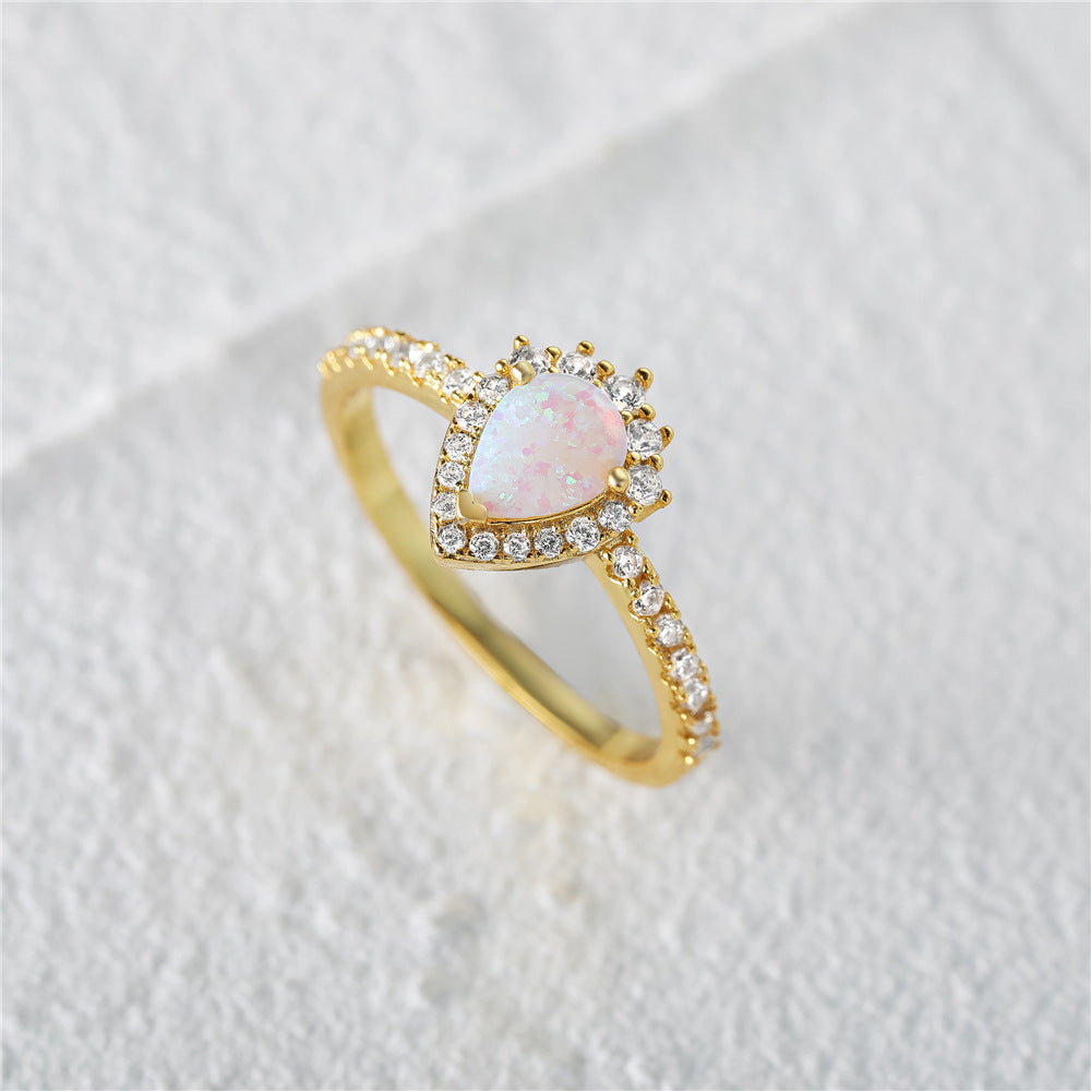 S925 pure silver opal engagement ring