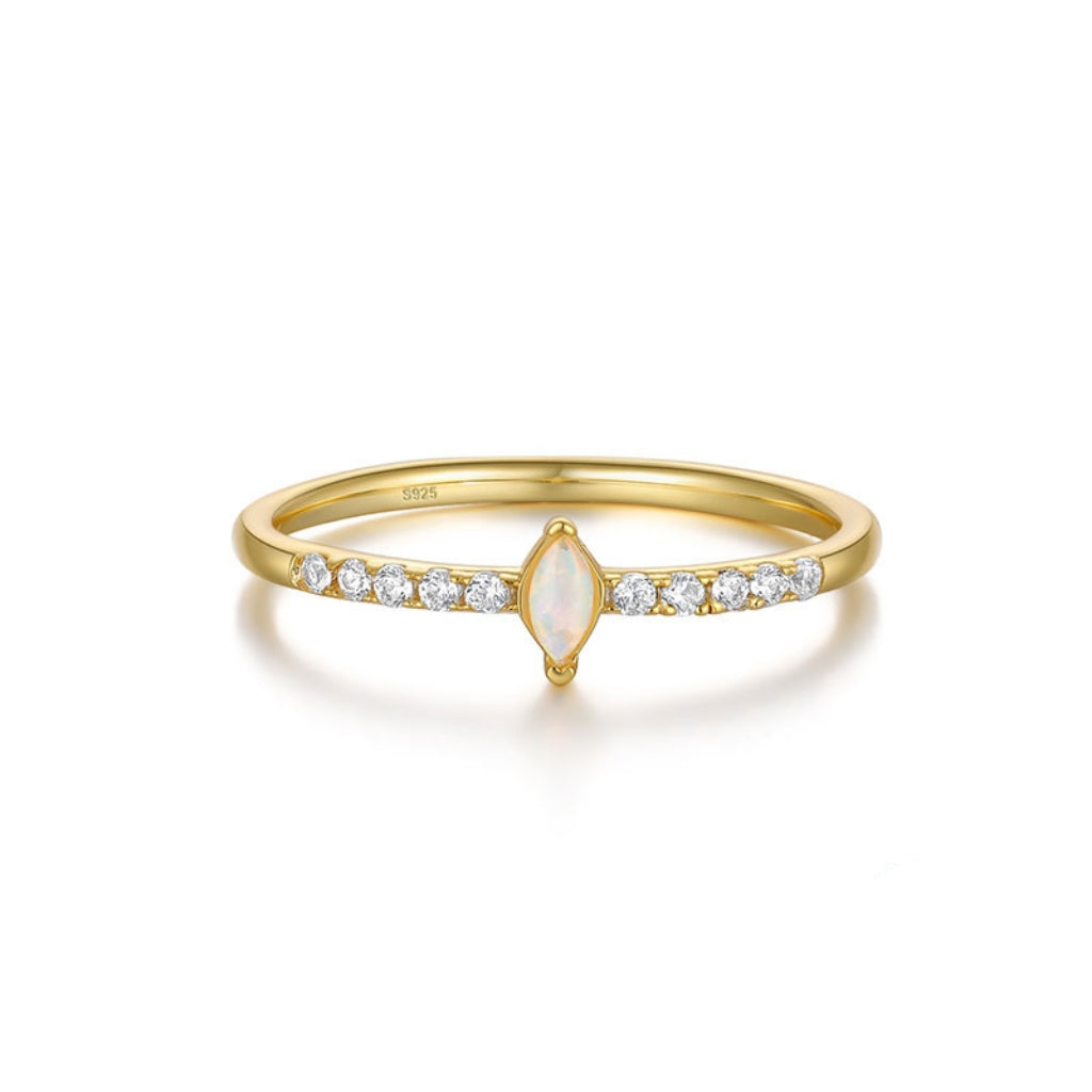 S925 pure silver opal stackable ring