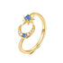 S925 sterling silver opal inlaid open ring versatile zircon ring for women - MOWTE