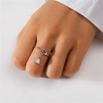 S925 sterling silver diamond ring with heart-shaped petal opening stackable ring for women