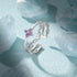 S925 sterling silver diamond ring with heart-shaped petal opening stackable ring for women