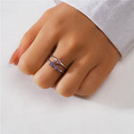 S925 sterling silver diamond ring with heart-shaped petal opening stackable ring for women