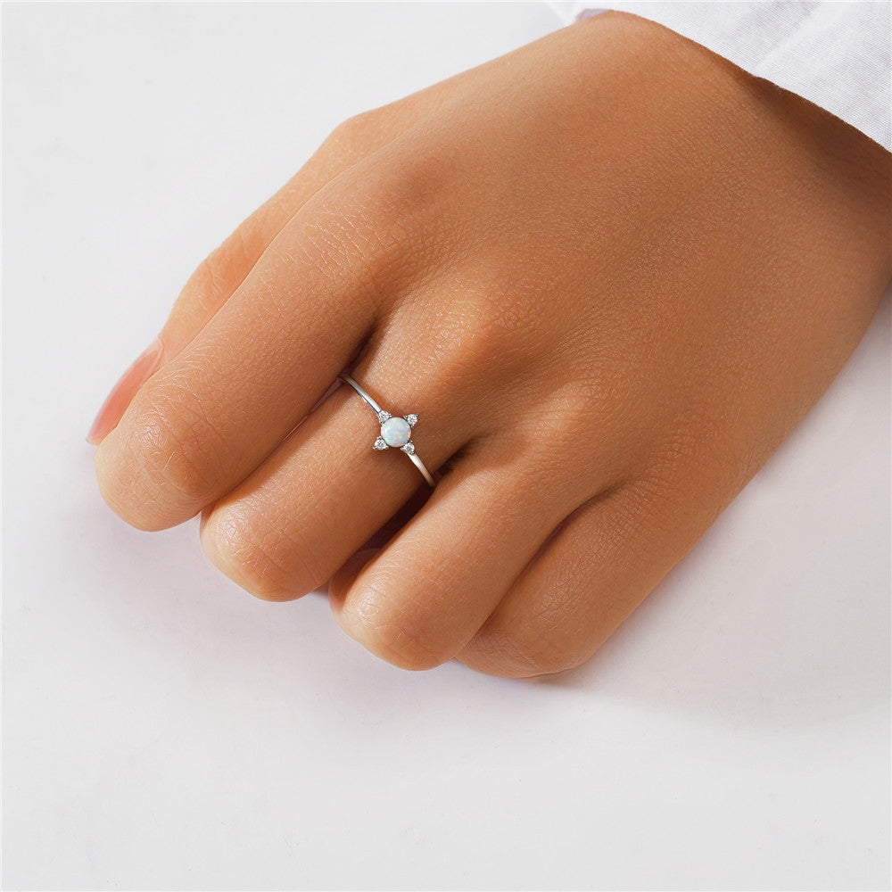 S925 sterling silver diamond ring with heart-shaped petal opening stackable ring for women