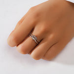 S925 sterling silver diamond ring with heart-shaped petal opening stackable ring for women