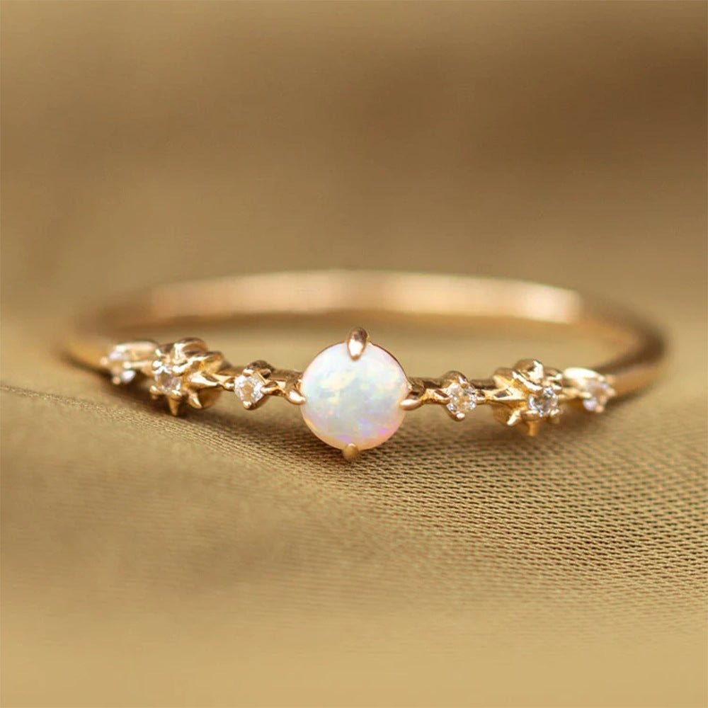 S925 pure silver light luxury opal inlaid diamond engagement ring