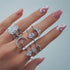 S925 pure silver diamond moonstar ring luxurious opening ring - MOWTE