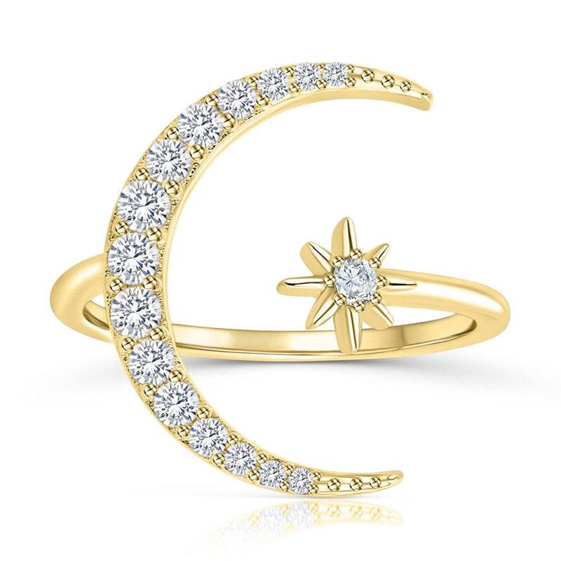 S925 pure silver diamond moonstar ring luxurious opening ring - MOWTE