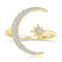 S925 pure silver diamond moonstar ring luxurious opening ring - MOWTE