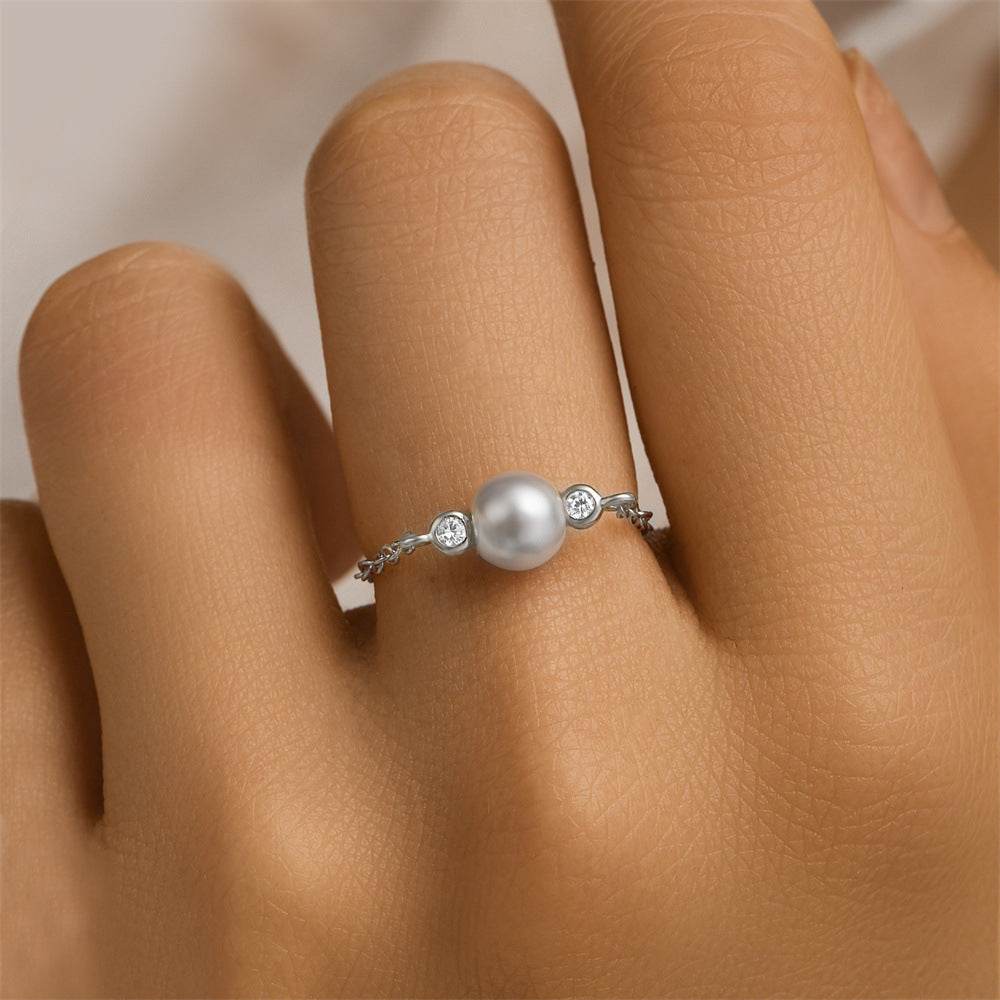 S925 pure silver luxury pearl adjustable finger ring