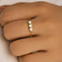 S925 pure silver single row diamond design chain micro inlaid adjustable ring - MOWTE