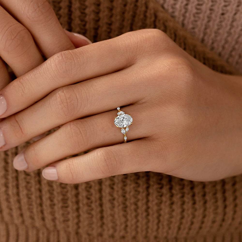 S925 sterling silver egg shaped diamond carat super sparkling diamond wedding engagement ring
