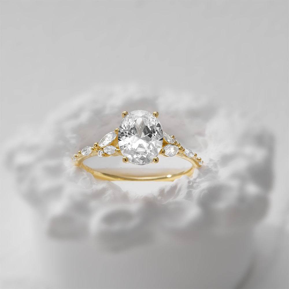 S925 sterling silver egg shaped diamond carat super sparkling diamond wedding engagement ring