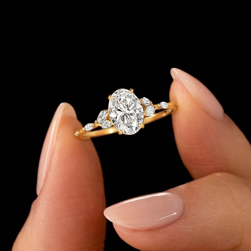 S925 sterling silver egg shaped diamond carat super sparkling diamond wedding engagement ring