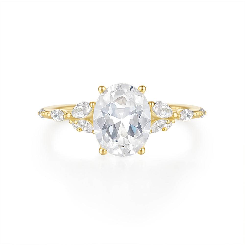 S925 sterling silver egg shaped diamond carat super sparkling diamond wedding engagement ring