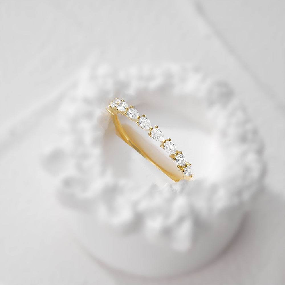 925 sterling silver single drain diamond studded engagement and wedding ring - MOWTE