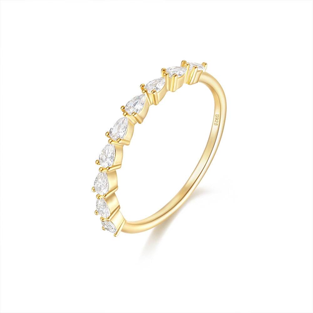 925 sterling silver single drain diamond studded engagement and wedding ring - MOWTE