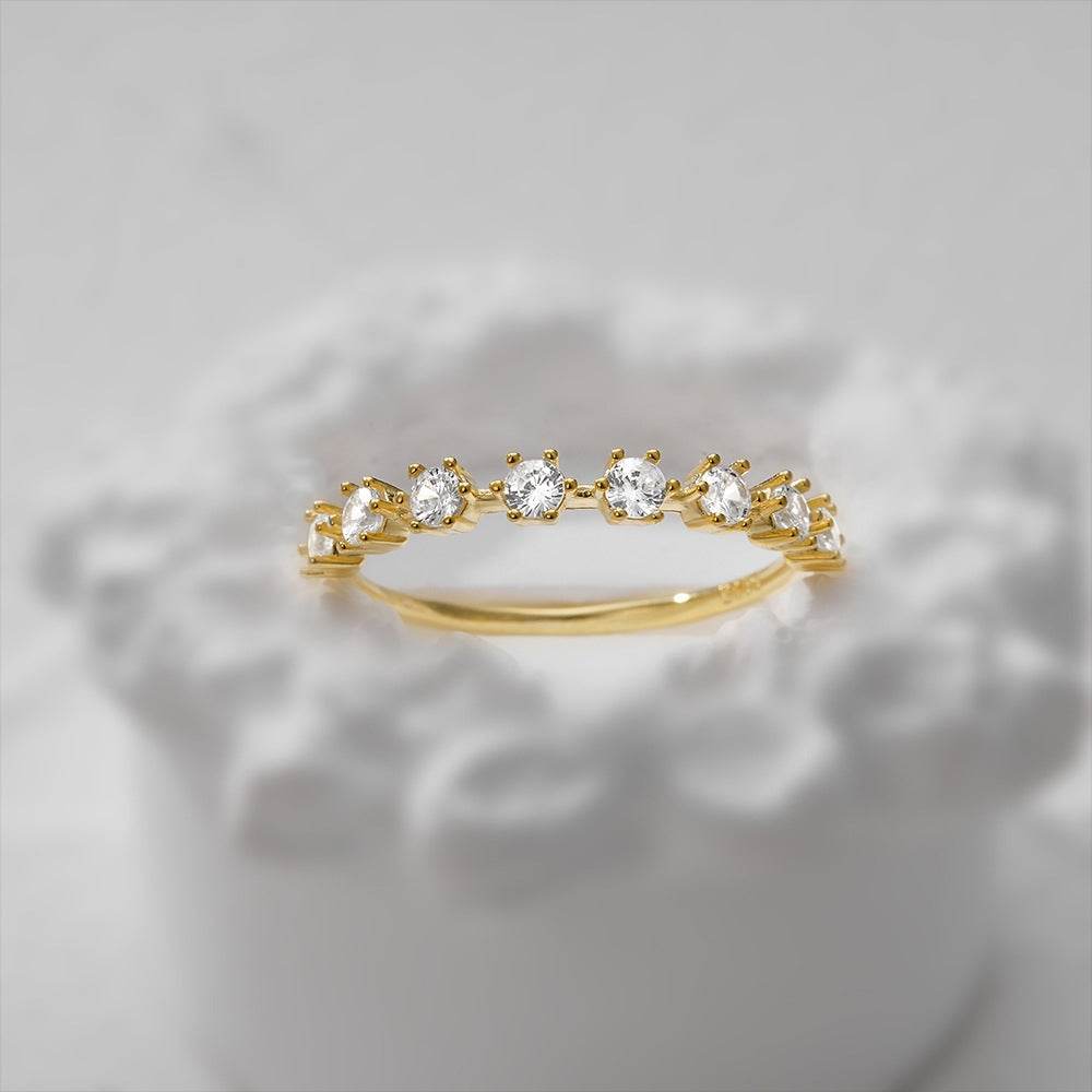 925 sterling silver single drain diamond studded engagement and wedding ring - MOWTE