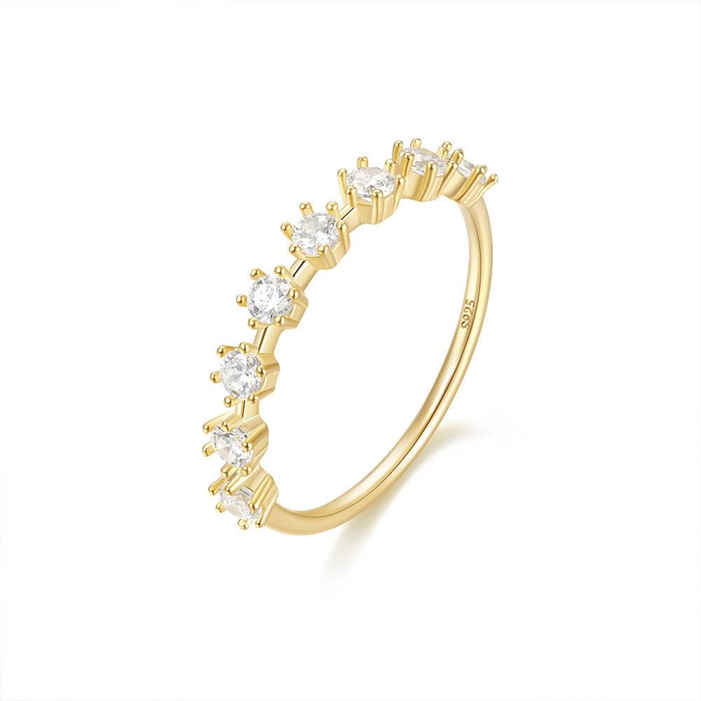 925 sterling silver single drain diamond studded engagement and wedding ring - MOWTE
