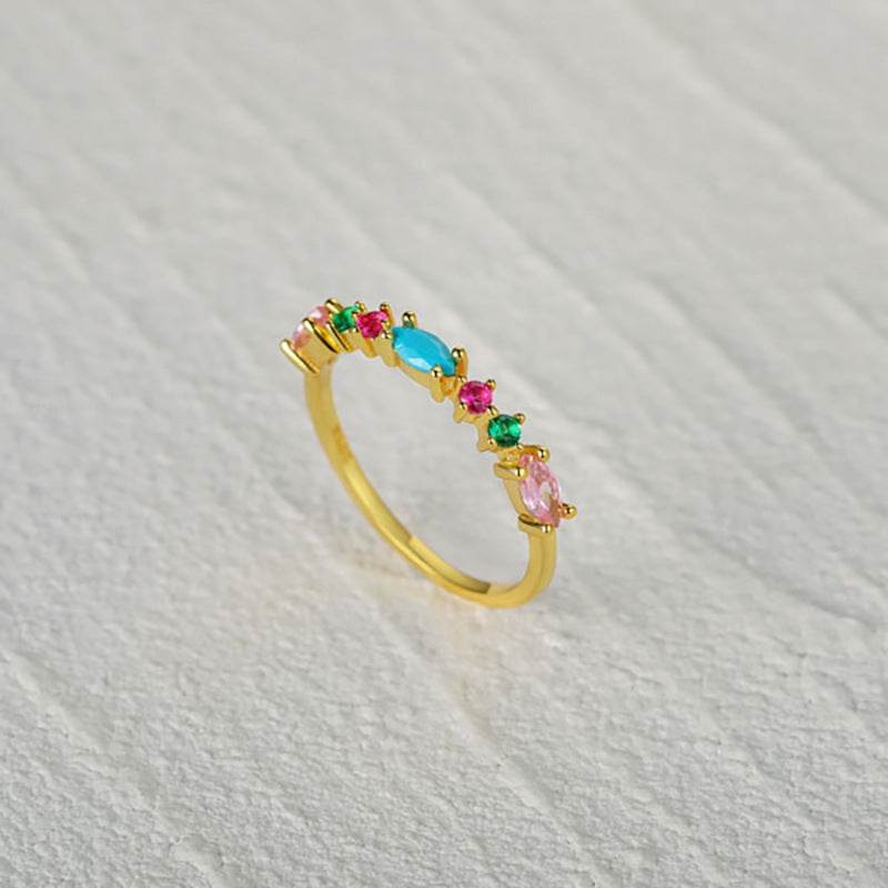 S925 sterling silver color diamond summer outfit stackable ring - MOWTE